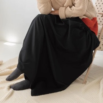 貝柔 Peilou - 雙層暖毛防潑水防風裙-黑