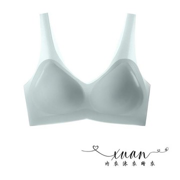 Xuan♥夏季新款 一片式超薄 冰絲無痕美背內衣 女集中爆乳無鋼圈背心式乳膠內衣 小雅樂選