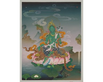 綠度母唐卡－手繪藏傳佛教藝術品