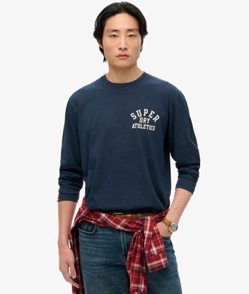 Superdry Men's Athletic Essentials Long Sleeve Top Navy Size: M