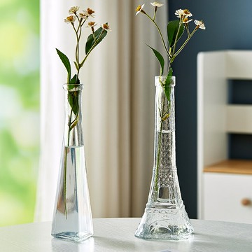 玻璃花瓶  日式細高玻璃花瓶透明水培鮮花迷你小花瓶ins風客廳桌面裝飾擺件