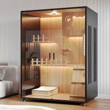 貓別墅貓籠子家用室內貓窩貓屋超大自由空間實木貓舍貓櫃貓咪房子