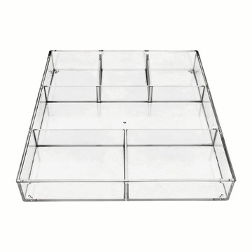 六格文具美妝用品透明壓克力收納盒(38.2x33.2x5.3cm) #6028