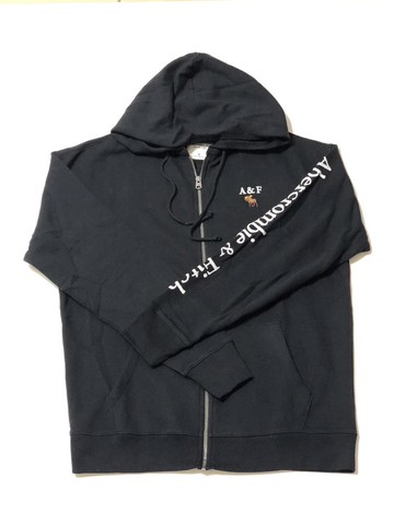 AF 白文字彩鹿手臂刺繡連帽外套 黑 175-122-0161-091