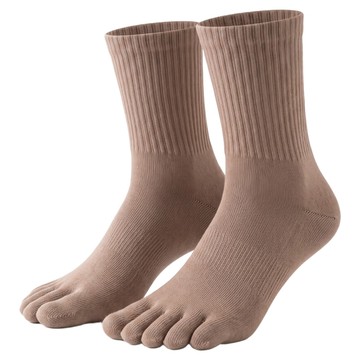 NICOFUN 愛定做 一日遊系列 運動五趾中筒襪 fyk255toe15-50  卡其色  260~280mm  1套