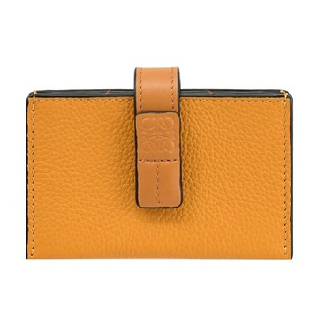 LOEWE 品牌壓印LOGO風琴式卡片收納包.姜黃