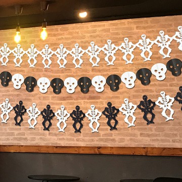 萬聖節雙色垂吊蝙蝠白幽靈擺飾派對拉花/派對旗(3米)【BlueCat】【HW0022】