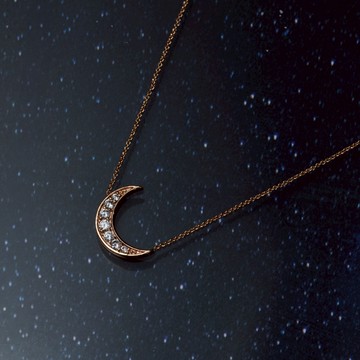 SOIRÉE BY N.Y. 蒔華芮︱月牙灣微鑽項鍊 (玫瑰金色)