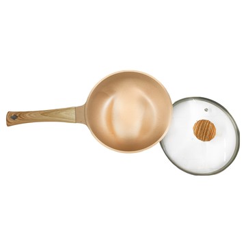 WOKY 沃廚 極簡日日溫潤陶瓷不沾鍋 炒鍋 含蓋 不挑爐具 IH適用 22cm 粉色  1個