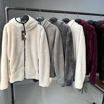 連帽毛毛衣男女情侶款秋冬季珊瑚絨長絨加絨加厚保暖開衫夾克外套