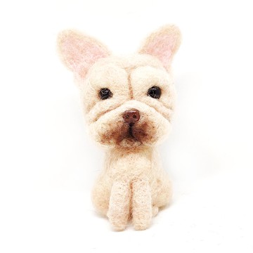 訂製法國鬥牛犬 坐姿-羊毛氈擺飾