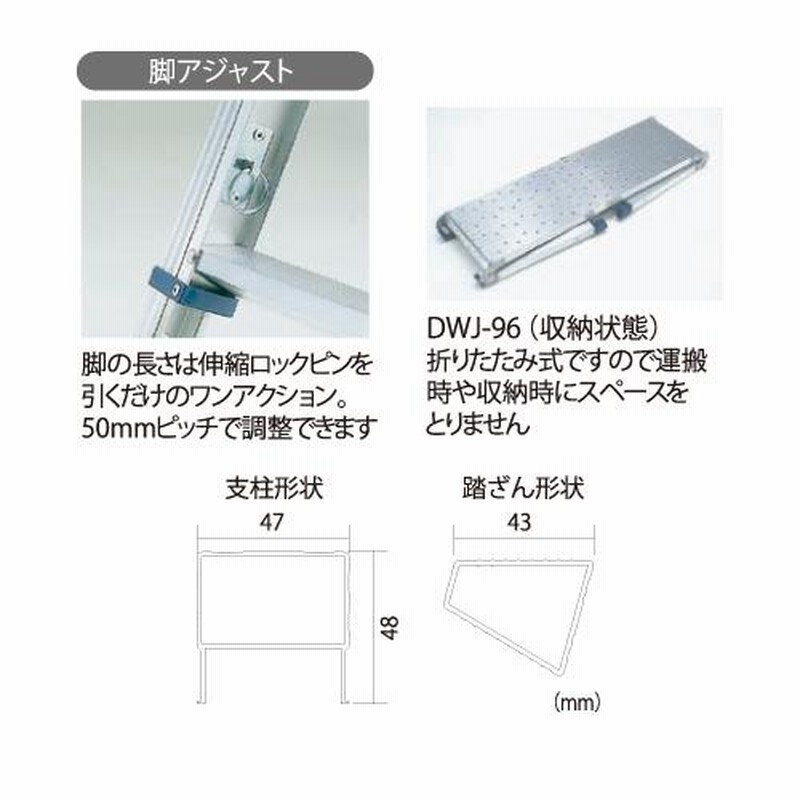 立ち馬 仮設工業会認定立馬 可搬式 作業台 DWJ-150 立ち馬 脚立 足場