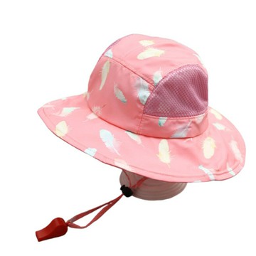 帽簷可彎透氣卡通漁夫帽(粉紅羽毛) [大買家]