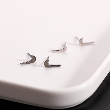 925純銀運動風耳釘女情侶耳環嘻哈打鉤個性小巧對號對勾簡約耳飾