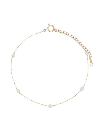 Mizuki - 14kt yellow gold Akoya pearl anklet - women - Akoya Pearl/14kt Yellow Gold - One Size
