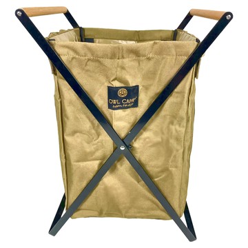 OWL CAMP 置物籃 BASK-S 1000D牛津布 原木把手 鐵  沙色  1個