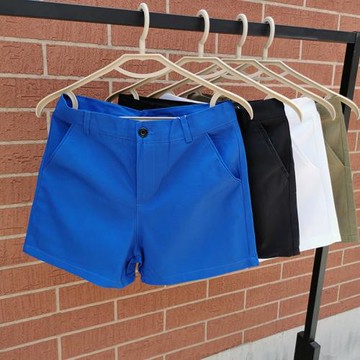 西褲版型休閑短褲男士三分褲 純棉修身3分褲夏季超短褲男士系腰帶