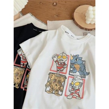 兒童奧特曼衣服印花T恤2025新款卡通洋氣短袖上衣男童夏季圓領衫