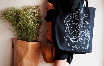 貓咪帆布托特包