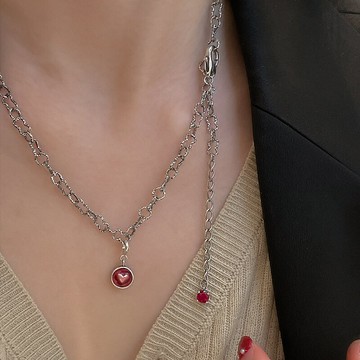 小寶s925純銀琺瑯滴釉彩色愛心吊墜女側墜項鏈掛墜單墜輕奢僅吊墜