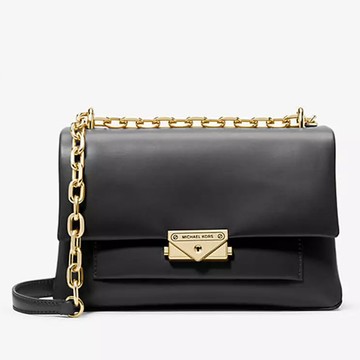 MICHAEL KORS 素面翻蓋斜背包 聚氨酯純素皮革 斜背包 肩背包 側背單肩包 M34889 黑色MK(現貨)▶指定Outlet商品5折起☆現貨【送禮首選★APP下單點數4倍送】