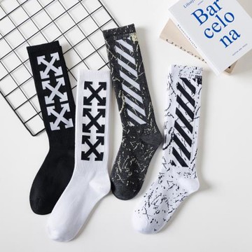 襪子男長筒襪春夏ins潮牌街頭美式籃球足球小腿襪白色高筒薄百搭
