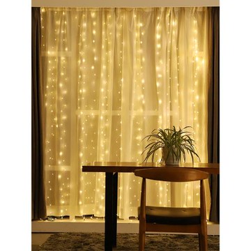 窗簾燈瀑布燈串圣誕彩燈閃氛圍裝飾背景滿天星星燈冰條燈房間布置