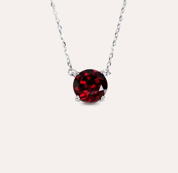 安珠 石榴石 紅色 圓形 8mm 項鍊 經典系列 Round N 寶石銀飾 AND