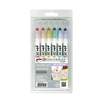 Kuretake 日本吳竹ZIG Clean Color Dot 單頭點點筆 粉彩色 六入組 TCSD-6100/6V【APP滿額下單4%點數(單一帳號最高1000點)】7/31止