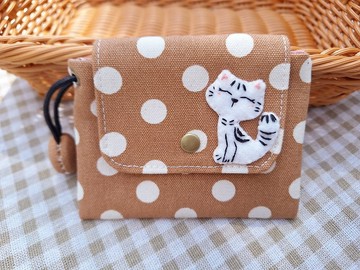 刺繡貓咪棉布鎖包