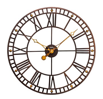 德國AMS Since 1841 金屬羅馬數字教堂時鐘 #W9537 (D60x5cm)