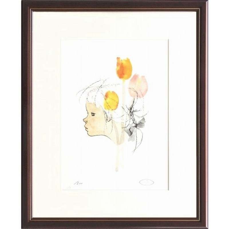 いわさきちひろ チューリップのある少女像 リトグラフ 絵画 額付 新品 版画 通販 Lineポイント最大0 5 Get Lineショッピング