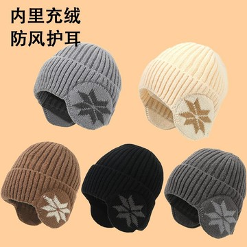🔥臺灣出貨🔥2025新款楓葉雪花護耳帽男加絨加厚保暖防寒爸爸父親老年毛絨帽暖 冬天耳朵護耳套 加絨耳捂子 耳暖 騎車騎行