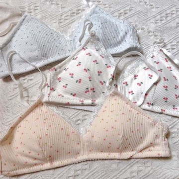 小清新合集內衣少女甜美小胸聚攏薄款學生可愛無鋼圈蕾絲邊棉文胸