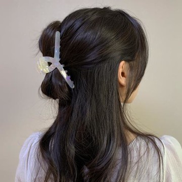 波光粼粼鯊魚夾！醋酸發夾后腦勺抓夾 法式復古人魚姬發爪頭飾女