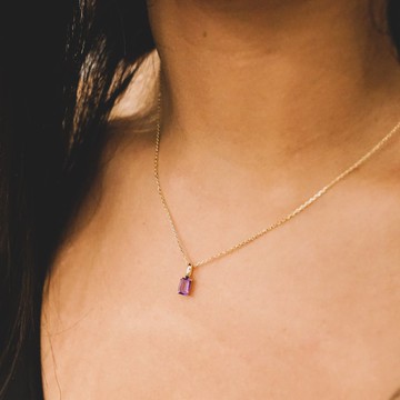 紫水晶長方星形項鍊 - 14K注金 - 歐美項鏈