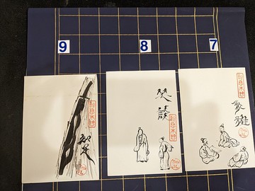 筆墨手繪懷舊明信片 86年3月發行之郵局明信片 一套三張7,8,9