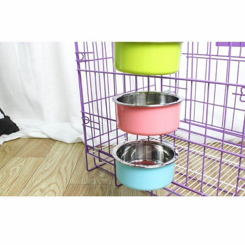 フードボウル ペット ゲージ用 グリーン 犬 猫 餌入れ 水入れ 固定式 S