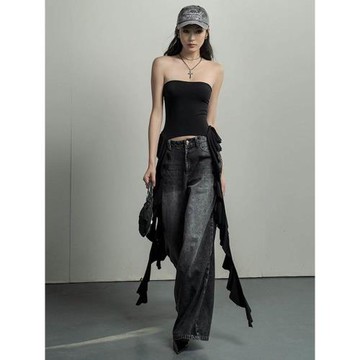 instunning 抹胸飄帶背心女夏季新款純色百搭外穿潮流ins辣妹上衣