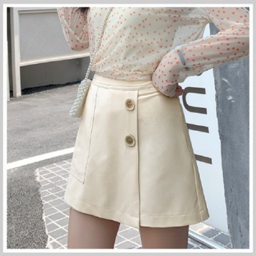 短裙 口袋質感側拉鏈A字短裙PS9126-創翊韓都現貨
