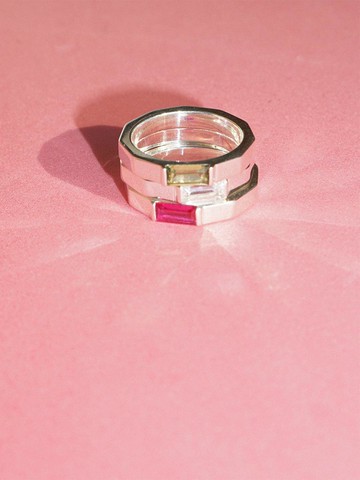 SQUARE STONE RING [SILVER]