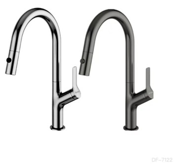 【麗室衛浴】法國品牌DE．LUXSO 伸縮廚房龍頭 毛絲霧面 DF-7122ST 另售 DF-7122GM 鈦灰