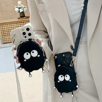 免運~立體適用三星A12 A13 A14 A23 A14 A22 A32 A25黑色煤球手機殼S22 S23零錢包可愛卡通斜