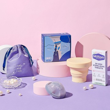 【月釀碟片】獨家限定包裝｜標準型｜消毒大套組（單盒＋消毒錠＋摺疊水杯）