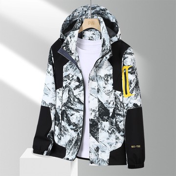 情侶款衝鋒外套 春秋季騎車外套 單層登山服 防水防風外衣 可拆帽連帽外套 時尚機能衝鋒衣 男女戶外服 薄款衝鋒服