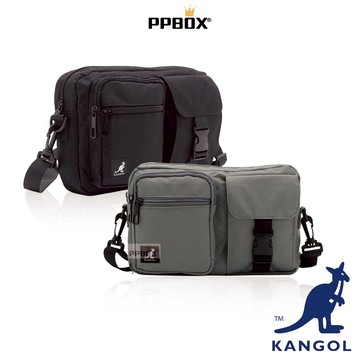 KANGOL 袋鼠 雙口袋 工裝風 側背包 【65551704】時尚 包包 斜背包 防潑水 多隔層 日韓穿搭