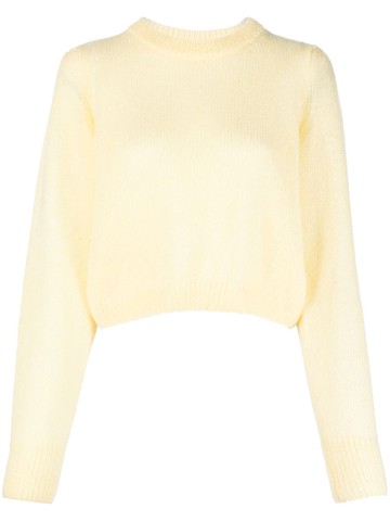 P.A.R.O.S.H. - crew-neck knitted cropped jumper - women - Mohair/Wool/Polyamide - XS - Yellow