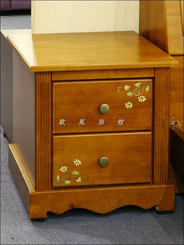 歐風別館美式鄉村風彩繪全實木床頭櫃桃園地區免運費