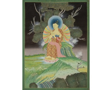 尼瓦爾佛像畫－氣勢恢宏的深紅色和金色中心裝飾品展現奢華生活