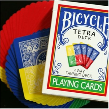 【USPCC 撲克】BICYCLE Tetra Deck ~ 四邊四色開扇牌 4色特殊背紋-S103224343135
